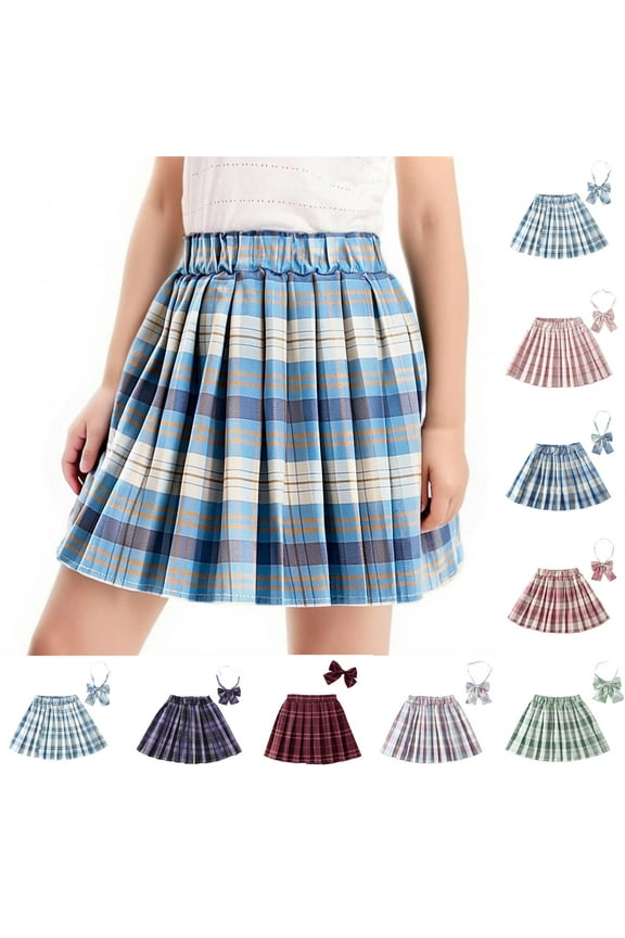 Plaid Skirts for Girls,Pleated High Waisted School Uniform Mini Skirt Red 11-12 Years