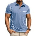 thumbnail image 1 of HAOTAGS Polo Shirts for Men Casual Outdoor Short Sleeve Turndown Collar Blouse Shirt Light Blue Size L, 1 of 5