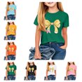 thumbnail image 1 of HAOTAGS Preschool Girls T - Shirts,Spring & Summer Round Neck Short Sleeve Printed Tees Army Green 7 T, 1 of 7