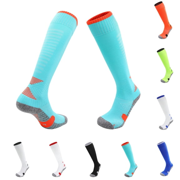 HAOTAGS Pro-Step Elite Over-Knee Soccer Sock • 3–17 Years • Dual-Zone Cushioning • Breathable Mesh • Gender-Inclusive Fit Blue Size 10-17Years