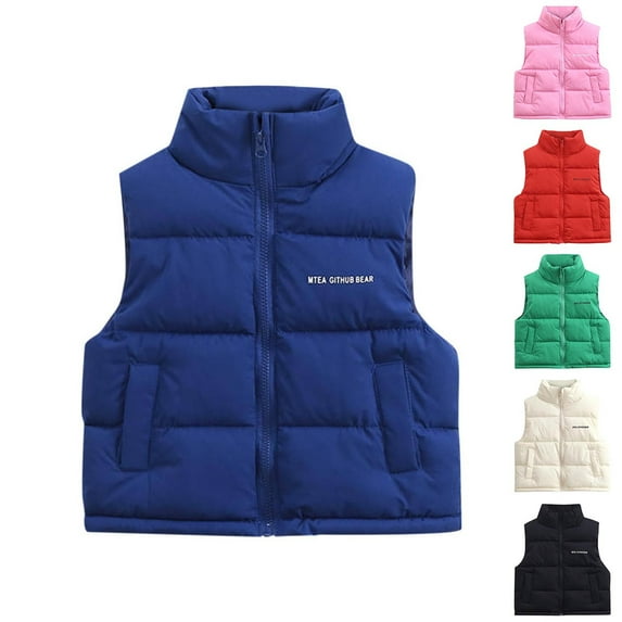 HAOTAGS Puffer Vest for Big Boys Girls, Sleeveless Winter Outerwear Warm Lightweight Stand-up Collar Down with Pockets Black 13 Years