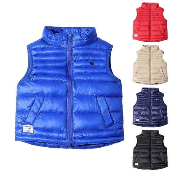 HAOTAGS Quilted Vests for Boys Girls（4-12), Zip Up Stand Collar Sleeveless Down Jacket with Pocket Black 7 Years