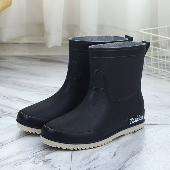 HAOTAGS Rain Boots for Women, Casual Garden Boots Waterproof Stylish and Functional for Rainy Days Black 7.5