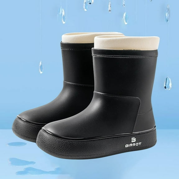 HAOTAGS Rain Boots for Women, Casual Waterproof Rainy Day Wear Shoes Black 8