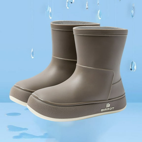 HAOTAGS Rain Boots for Women, Casual Waterproof Rainy Day Wear Shoes Gray 5.5