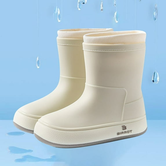 HAOTAGS Rain Boots for Women, Casual Waterproof Rainy Day Wear Shoes White 6