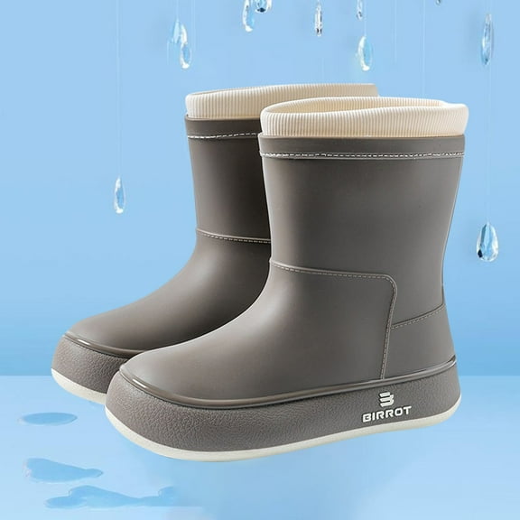 HAOTAGS Rain Boots for Women, Rainy Day Wear Casual Waterproof Shoes Gray 8