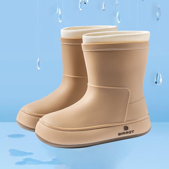 HAOTAGS Rain Boots for Women, Rainy Day Wear Waterproof Casual Shoes Khaki 6