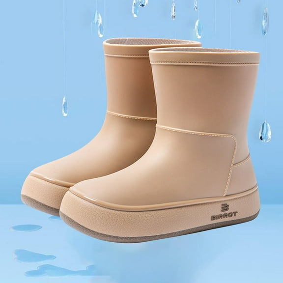 HAOTAGS Rain Boots for Women, Waterproof Casual Rainy Day Wear Shoes Khaki 7