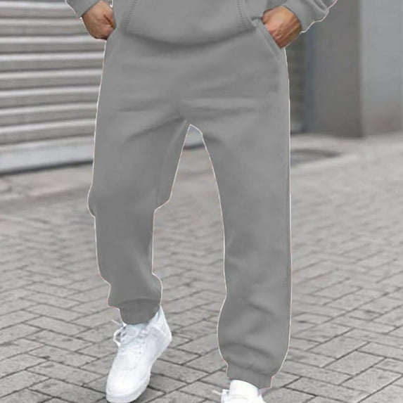 HAOTAGS Regular and Big Mens Pants, Athletic With Two Side Pockets Active Pants for Men Workout Pants Gray M