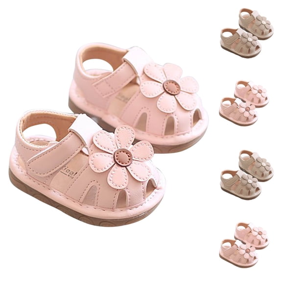 HAOTAGS Sandals for Infant Girls, Flat Floral Soft straps Non-slip Summer Walking Shoes Pink 9-12 Months