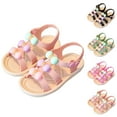 thumbnail image 1 of HAOTAGS Sandals for Toddler Girls, Soft Soled Open Toe Beach Floral Kids PrincessSandals Pink 4 T, 1 of 8