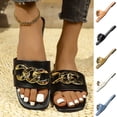 thumbnail image 1 of HAOTAGS Sandals for Women,Fashionable Casual Summer Square Toe Flat Slippers Blue 5.5, 1 of 9