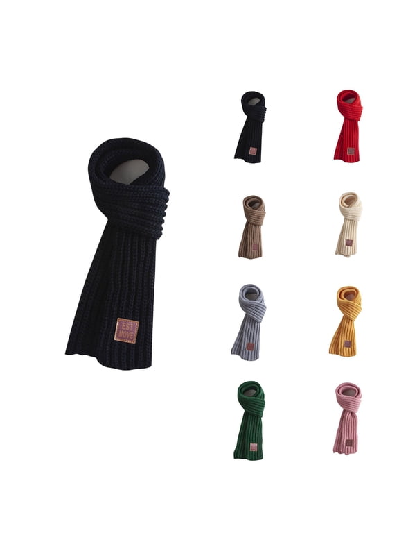 Scarf for Kids,Cute Soft Warm Knitting Scarf Winter Neck Warmer Gift for Boys Girls Black Size Free Size