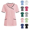 thumbnail image 1 of HAOTAGS Scrubs Top for Women, Mock Wrap with Pockets Soft Stretch & Durable Workwear Shirts Black 3XL, 1 of 10