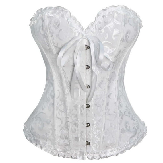 HAOTAGS Shapewear for Women, Bodycon Bustier Vintage Court Style Bridal Shapewear Adjustable Strap Corset Top White 4XL