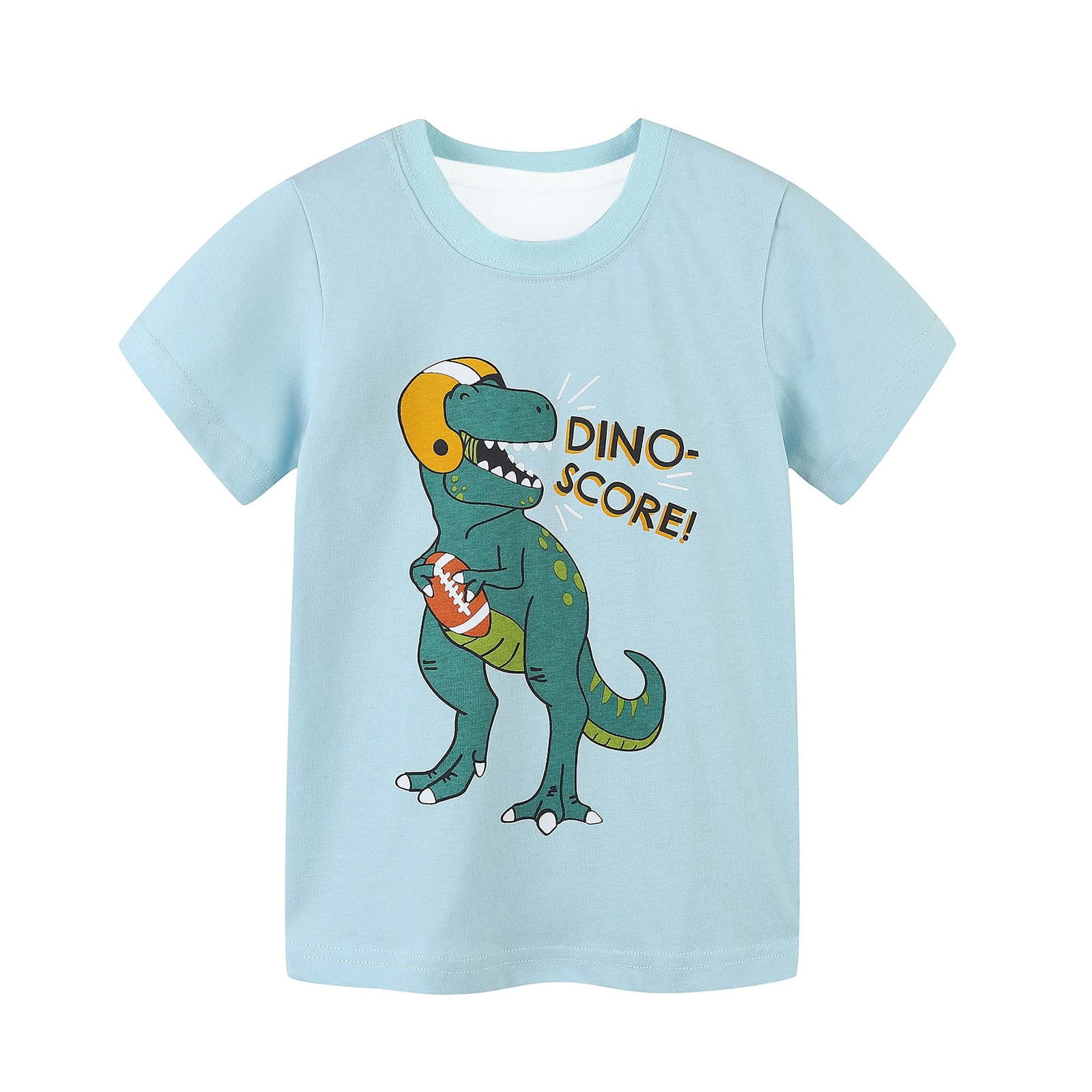HAOTAGS Toddler Boys' T-Shirts,Short Sleeve Lightweight Summer Round Neck Graphic T-Shirts for Kids Light Blue 9T