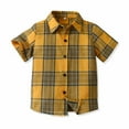 thumbnail image 1 of HAOTAGS Short Shirts for Boys, Lightweigh Short Sleeve Checkered Summer Shirts Yellow 4-5 T, 1 of 9