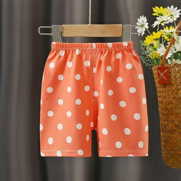 HAOTAGS Shorts for Toddler Boys and Girls(1-7Years), Cute Graphic Cotton Shorts Elastic Waist Home Shorts for Kids Orange 6 Years