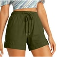 thumbnail image 1 of HAOTAGS Shorts for Women, Solid Elastic High Waist Breathable Casual Shorts for Ladies Army Green XL, 1 of 9