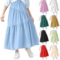 thumbnail image 1 of HAOTAGS Skirts for Girls,Solid Color Summer Midi Length Cake Skirts Army Green 8-9, 1 of 5