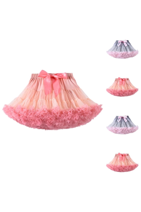 Skirts for GirlsElastic Waist Adjustable Stage Mini Tutu Skirt Gray 0-2 T