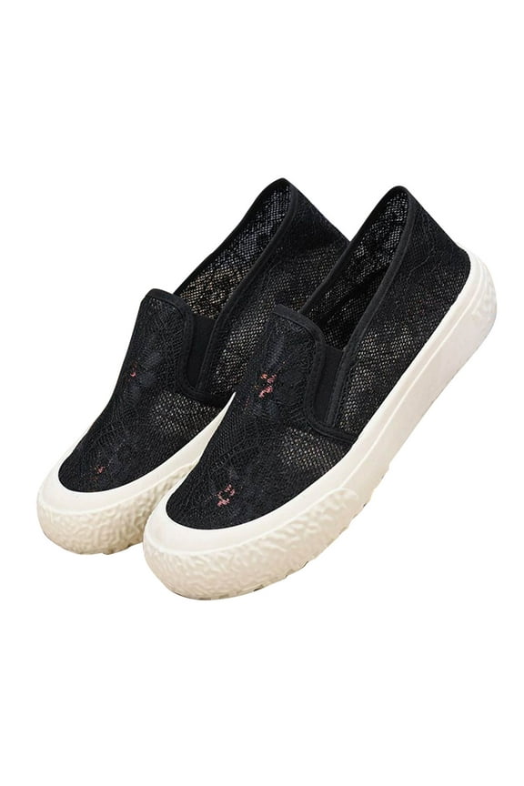 Slip On Loafers Shoes for Women Flat Flower Casual Outdoor Shoes Black Size 6.5