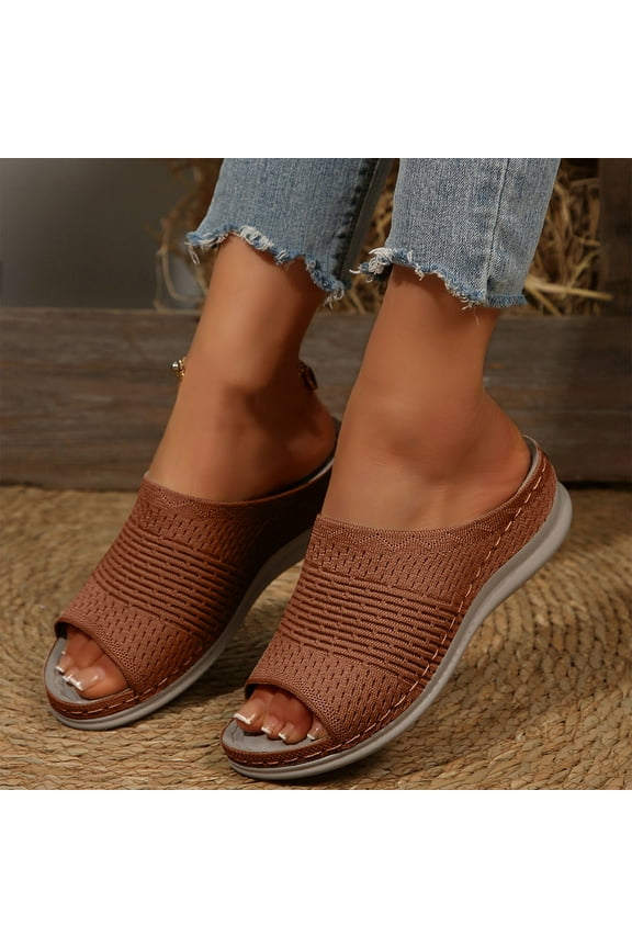 Slippers for Women Fish Mouth Slip On Dressy Shoes Brown Size 9