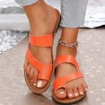 thumbnail image 1 of HAOTAGS Slippers for Women Flat Hollow Toe Ring Casual Slip On Sandals Orange Size 6, 1 of 8