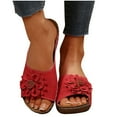 thumbnail image 1 of HAOTAGS Slippers for Women Open Toe Flower Slip On Dressy Sandals Red Size 6, 1 of 7