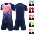thumbnail image 1 of HAOTAGS Soccer Jerseys for Teen Boys(4-14), 2pc Outfits Youth School Training Uniform Basketball Sport Short Set Dark Blue, 1 of 5