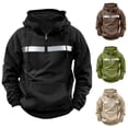 thumbnail image 1 of HAOTAGS Sport Hoodie for Men, Quarter Zip Hooded Sweatshirts with Reflective Stripe Outdoor Daily Workwear Casual Spring Fall Pullover Top Black L, 1 of 9