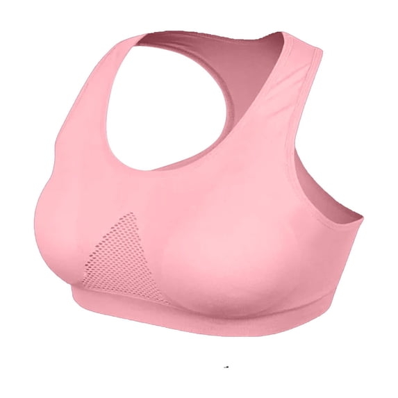 HAOTAGS Sports Bras for Women, Elastic Hem Racerback Removable Padding Lightweight Yoga Bra Pink S