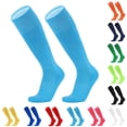 thumbnail image 1 of HAOTAGS Sports Performance High Socks for Kids – Non-Slip Sweat-Wicking Cotton Terry-Soled Over-Knee Football Socks Hot Pink Size Free Size, 1 of 6