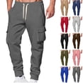 thumbnail image 1 of HAOTAGS Fleece Sweatpants for Men with Multiple Pockets Sport Joggers Loose Fit Casual Cargo Pants Khaki Size L, 1 of 6