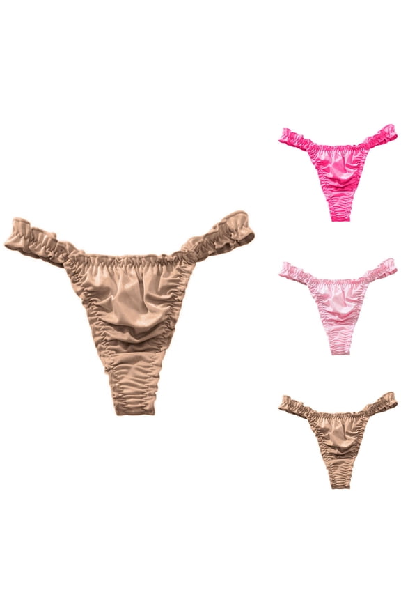 Stretch Women's Panties,Moisture-Wicking Causal Comfortable V-Strings Thong Coffee S