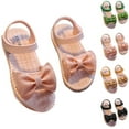 thumbnail image 1 of HAOTAGS Stylish Sandals for Girls, Soft Bottom Flat Bow Printed Non-slip Summer Shoes Pink 4 T, 1 of 6