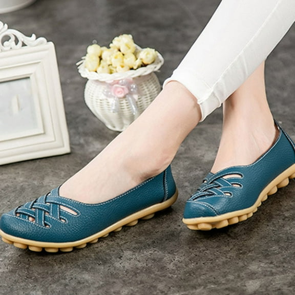 HAOTAGS Summer Casual Sandals for Women Hollow Breathable Breathable Soft Slip On Shoes Light Blue Size 7