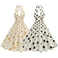thumbnail image 1 of HAOTAGS Summer Dresses for Plus Sizes Women 2026 Hepburn Polka Dot Sleeveless V - Neck Wrap Dress Black Size L, 1 of 9