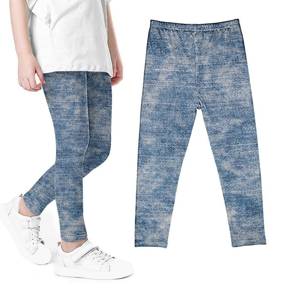 HAOTAGS Summer Leggings for Girls Soft Comfortable Tights Printed Leggings Pants for School Blue Size 7 Years