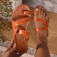 thumbnail image 1 of HAOTAGS Summer Sandals for Women Flat Vintage Toe Ring 2025 Beach Sandals for Vacation Brown Size 7.5, 1 of 9