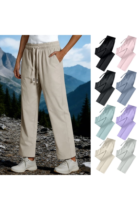 Summer Unisex Lightweight Casual Pants Loose Breathable Straight Leg High Speed Drying Long Pants Pink Size L
