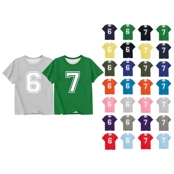 HAOTAGS T-shirts for Boys Girls, Short Sleeve Letter Print Tee Top Casual Summer School Tee Red 11-12Years