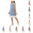 thumbnail image 1 of HAOTAGS Tank Dresses for Girls 7-8,Comfort Everyday Shine Glitter Bow with Round Neck Sleeveless Party Dress Blue, 1 of 8