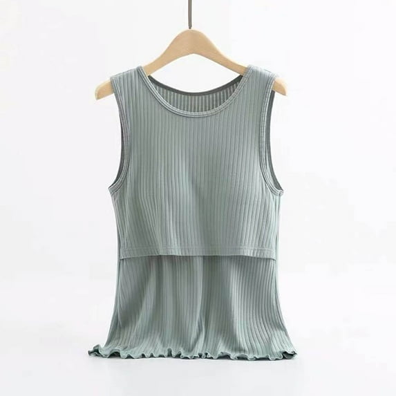 HAOTAGS Tank Tops for Maternity, Lightweight V-neck Adjustable Side Slits Maternity Green 3XL