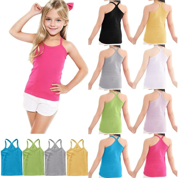HAOTAGS Tank Tops for Toddler Girls Casual Summer Outdoor Cotton Tank Tops Green Size 4 Years