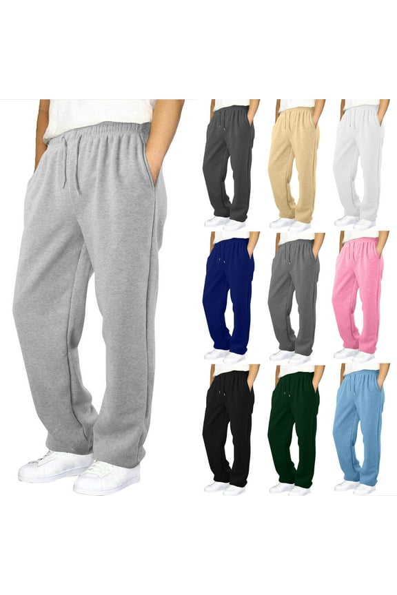 Teen Boy Sport Sweatpants(6-15), Casual Stright Leg Loose Elastic Waist With Side Pockets Long Pants Gray 8-9Years