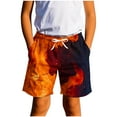 thumbnail image 1 of HAOTAGS Teen Boys Beach Shorts（7-14） Casual Elastic Waist Graphci Print Quick Dry Swim Trunks Orange Size 11Years, 1 of 6