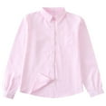 thumbnail image 1 of HAOTAGS Teen Boys Button Down Shirts for School (10-16Years) Solid Color Long Sleeve Lapel Shirts for Boys Pink Size 12 Years, 1 of 3