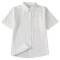 thumbnail image 1 of HAOTAGS Teen Boys Button Down Shirts for School (10-16Years) Solid Color Short Sleeve Lapel Shirts for Boys Beige Size 14 Years, 1 of 3